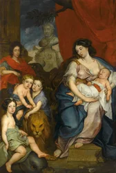 Portret van koningin Marie Casimire met kinderen