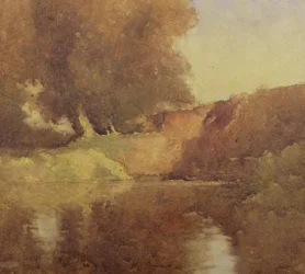 Uitzicht op bomen bij een beek