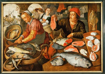 Vismarkt (olieverf op hout)