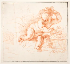 Putti verzamelen fruit
