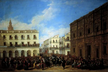 Processie van de Goede Week in Sevilla,1853 (olieverfschilderij)