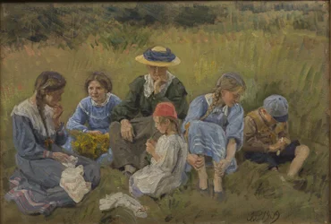 Rust in het veld. De vrouw en kinderen van de kunstenaar