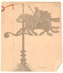 Odin op Sleipnir. Windwijzer op Vallekilde hogeschool