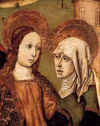 Altaarstuk van de Visitatie, De Maagd ontmoet Elizabeth (detail)