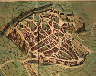 Kaart van Acquapendente uit Theatrum civitatum et admirandorum Italiae door Joan Blaeu, gravure