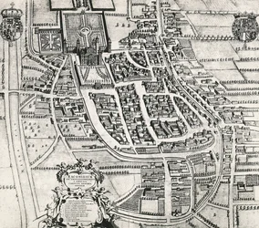 Kaart van Racconigi, gravure door Joan Blaeu (1596-1673), Italië