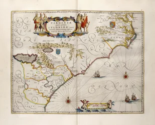 Kaart van Virginia en Florida, 1667