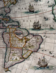 Noord-Atlantische Oceaan en Zuid-Amerika, Deel XI, Atlas Maior, door Joan Blaeu (1596-1673), kopergravure, Amsterdam