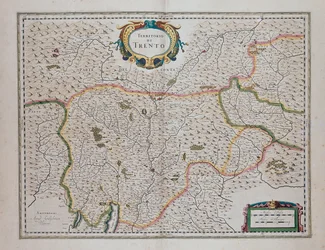 Trento-gebied, uit Theater of World, of New Atlas of Maps and Representations of All Regions (Theatrum orbis terrarum, sive, Atlas novus) door Joan Blaeu, Italië