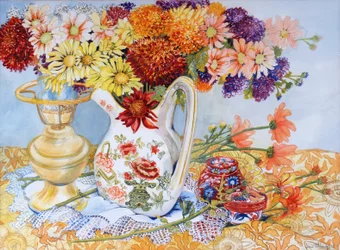 Chrysanten in een Chinese Kruik, 2012 (wc op papier)