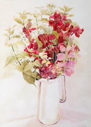 Stilleven met dovenetels en muurbloemen