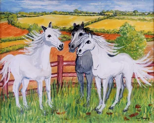 Drie Speelse Paarden