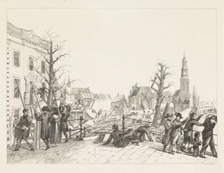 Ruïnes te Leiden na de buskruitramp, 1807