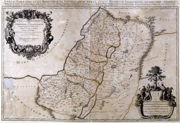 Historische geografische kaart van Palestina. Jansson Atlas