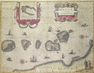 Kaart met de Molukken bij Halmahera, 1640