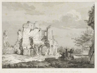 Gezelschap bij de ruïne van de abdij te Rijnsburg