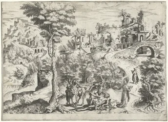 Landschap met de barmhartige Samaritaan