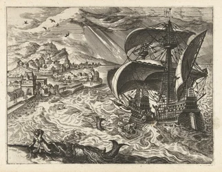 Zeegezicht met Jona en de walvis