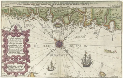 Kaart van een deel van de kust van Noorwegen en Zweden