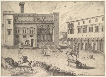 Uitzicht op het Campidoglio op de Capitolijnse heuvel, uit de serie Operum antiquorum romanorum, 1562