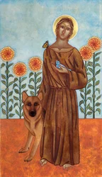 Franciscus en de wolf van Gubbio, 2009 (eitempera en 24k goud op hout)