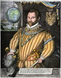 Portret van Sir Francis Drake (gravure)