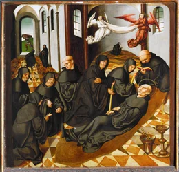 Dood van de heilige Bernardus van Clairvaux (tempera op hout)