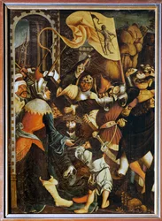 Jezus die het kruis draagt (tempera op vurenhout)