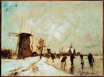 Schaatsen in Nederland (schilderij op doek)