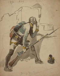 Een privé-infanterie van de linie (mogelijk 27e regiment, Hesse Cassell), 1790-1809