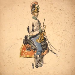 Een soldaat van het 5e Dragonderregiment, Prins Eugenius van Savoye 1840-50