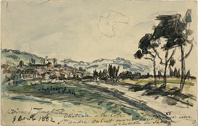 Chateau, Cote Saint Andre (recto) Lege kar en schuur met andere schetsen (verso)