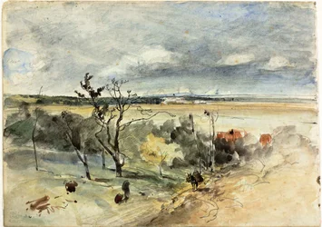 Landschap met Man op een Ezel (recto) Twee Vrouwen in een Café (verso)