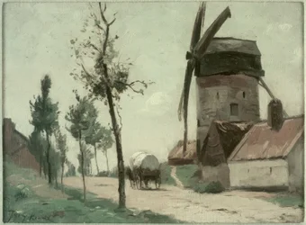 Straat met molen