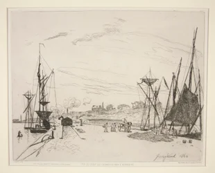 Uitzicht op de haven vanaf de spoorweg van Honfleur