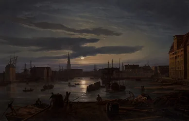 Haven van Kopenhagen bij Maanlicht, 1846