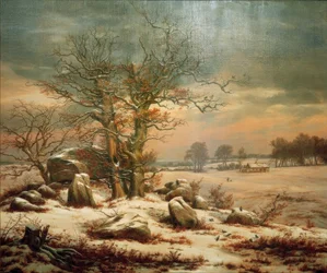 Megalithisch graf nabij Vordingborg in de winter