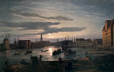 Noors:  Kopenhagen haven bij maanlicht Kopenhagen haven bij maanlicht
