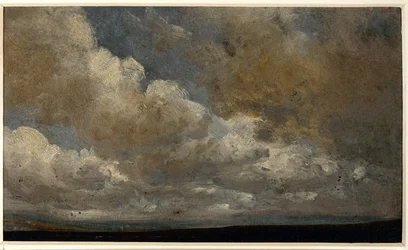 Studie met wolken en horizon (olieverf op papier)