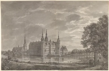 Gezicht op kasteel Frederiksborg vanuit het noordoosten
