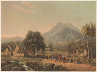 Huwelijksoptocht aan de voet van de berg Salak op Java