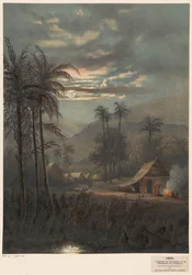Landschap bij maanlicht in de omgeving van Sumedang