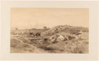 Landschap met vee en rustende herder