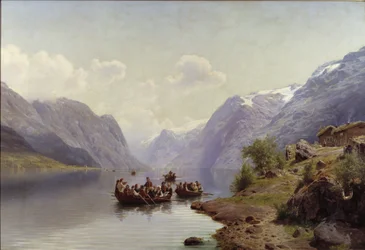 Bruidsstoet op de Hardangerfjord, 1865