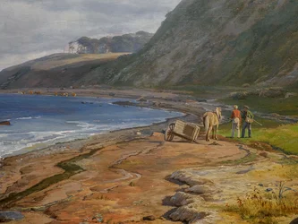 Een Deense kust, uitzicht vanaf Kitnæs op Roskilde Fjord, Zeeland