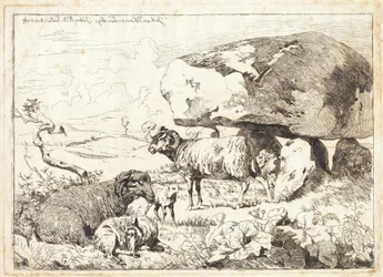 Schapen bij een grafheuvel