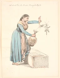 Italiaanse vrouw die water haalt bij een fontein