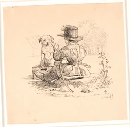 De rit. Illustratie voor Kaalunds "Fabler voor kinderen". Zie opmerking uit het archiefcatalogus.