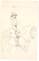 Kleine jongen rijdend op een paard