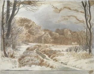 Sneeuwlandschap met beek. Purlund en Vallø